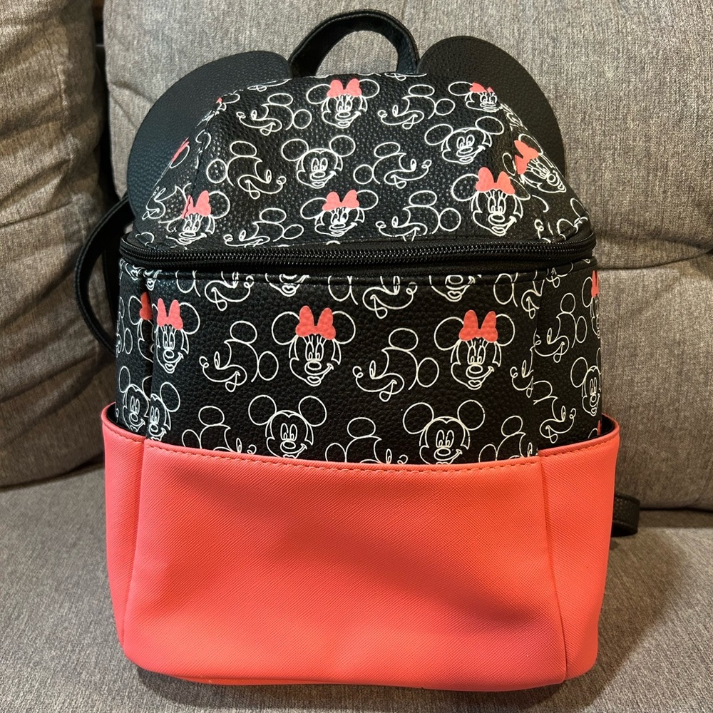 Pink and black Minnie Mouse small backpack